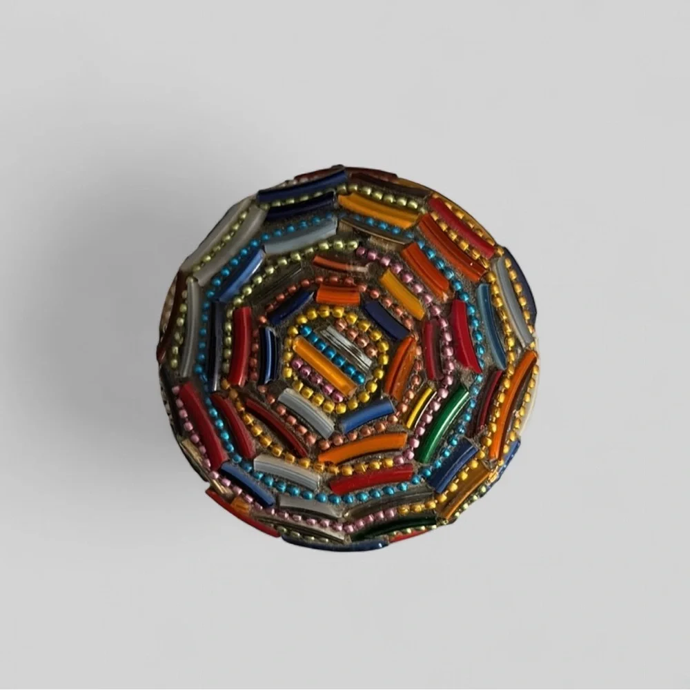 🤡 Medium Artisan Beaded Metal Jewelry Box